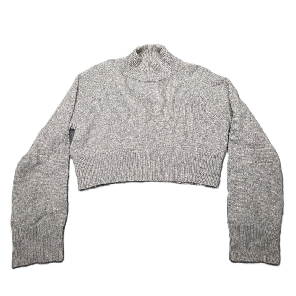 Reformation Garrett Cashmere Cropped Turtleneck Sweater Women’s M Grey Ribbed